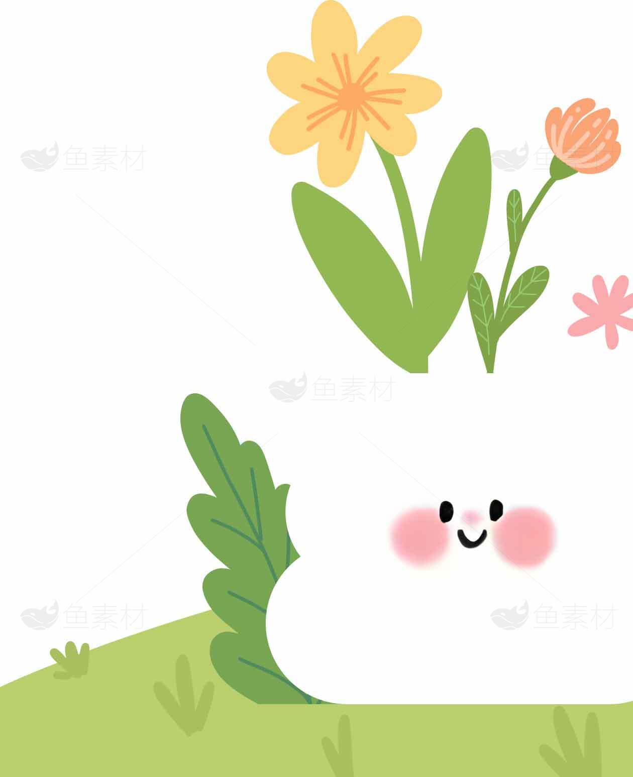 可爱花盆插画设计：自然与卡通的完美结合素材