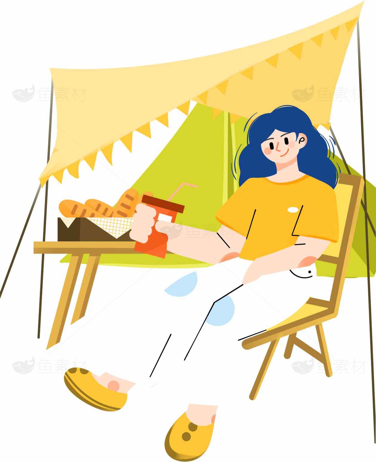 户外露营休闲插画设计素材