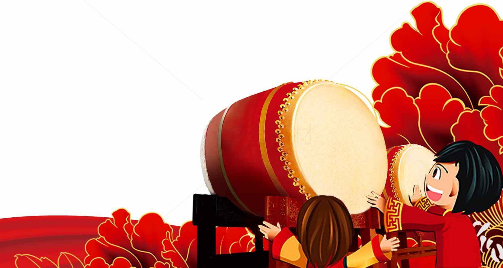 中国传统节庆红色背景插画素材