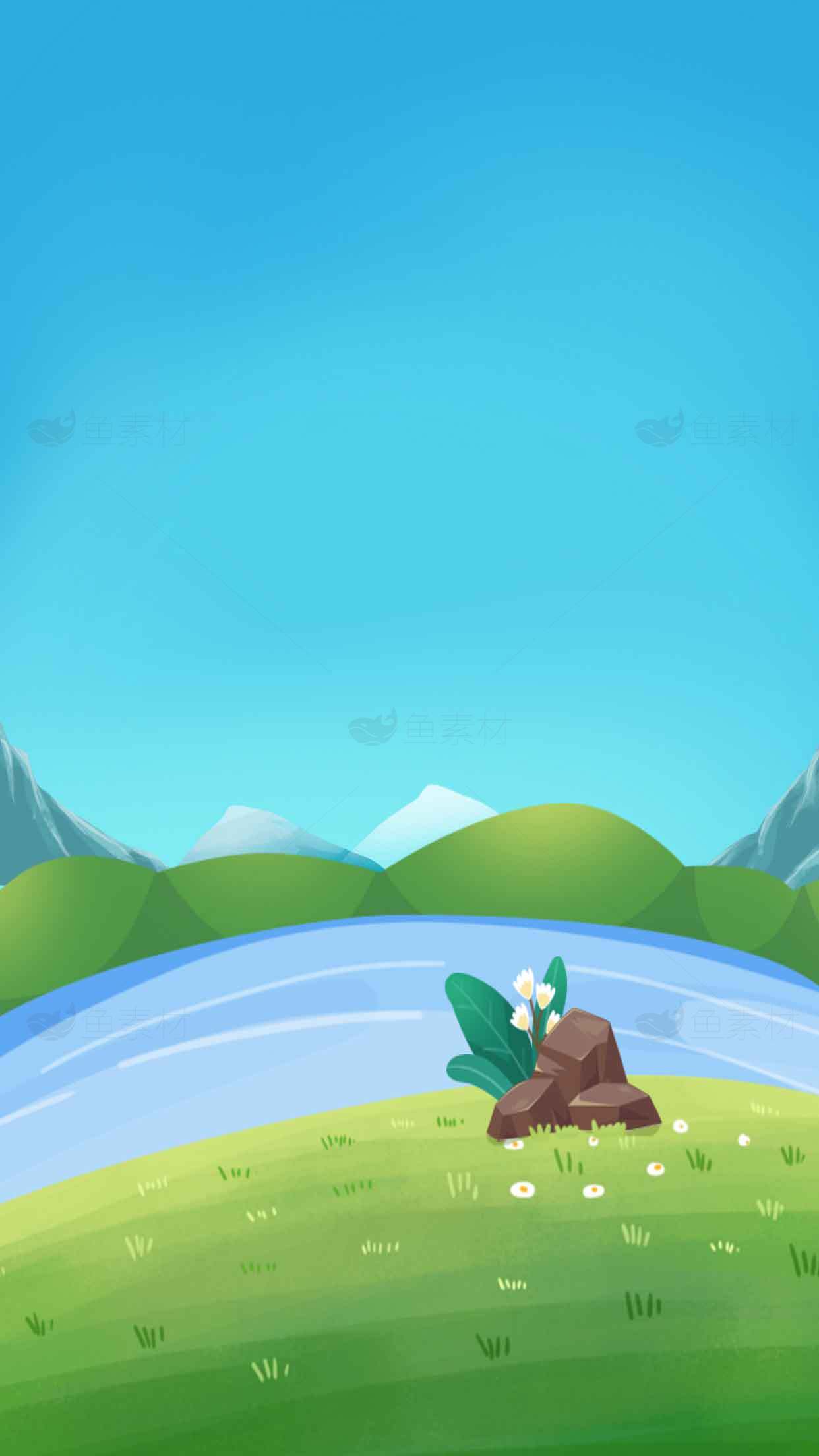 自然风景插画背景图片高清清新风格素材