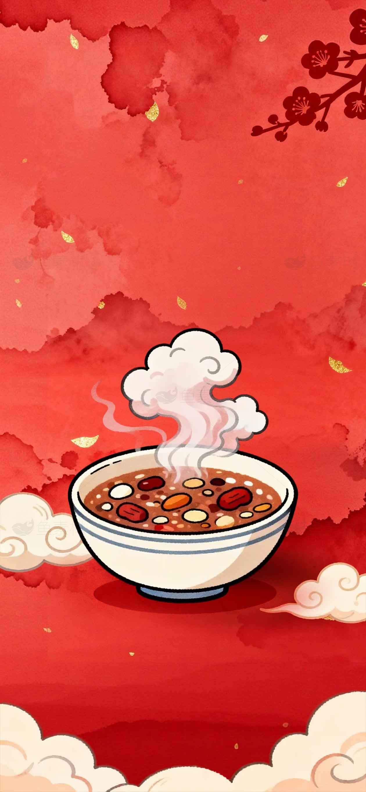传统腊八粥插画背景图片素材