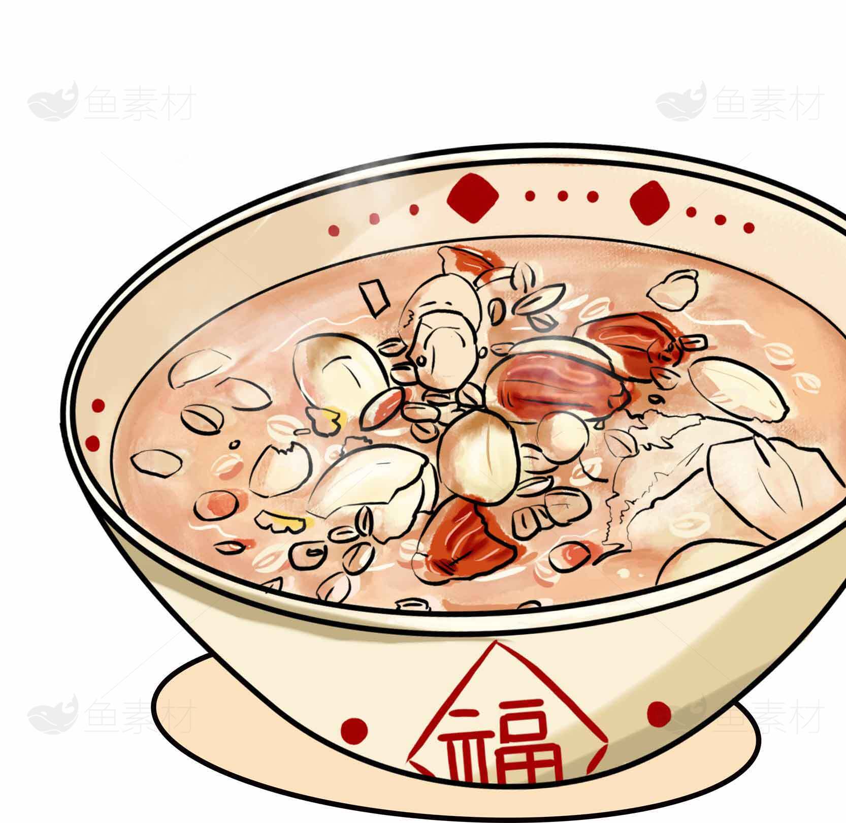 传统腊八粥插画图片 | 中式节日美食素材