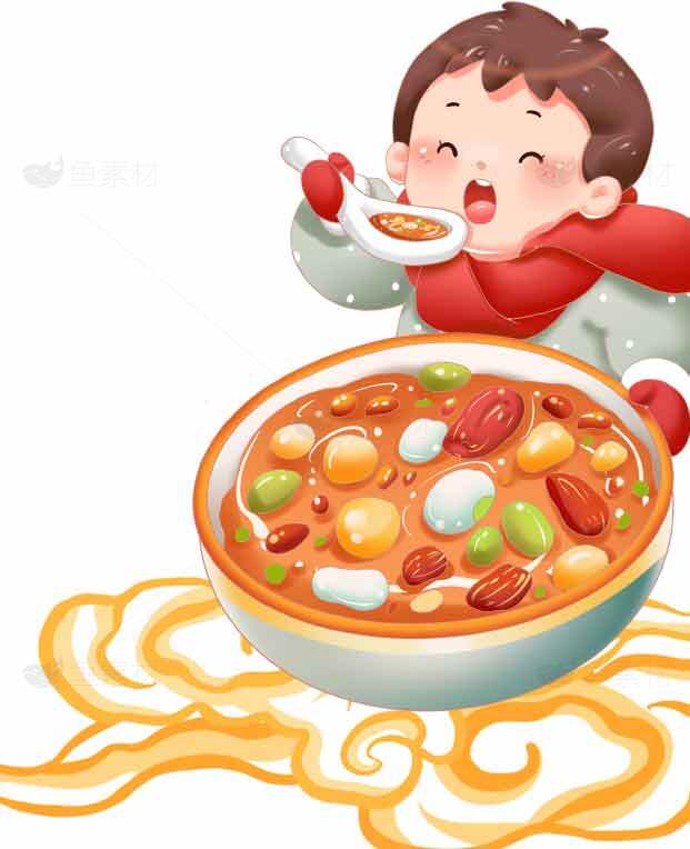 冬季暖心腊八粥插画图片素材