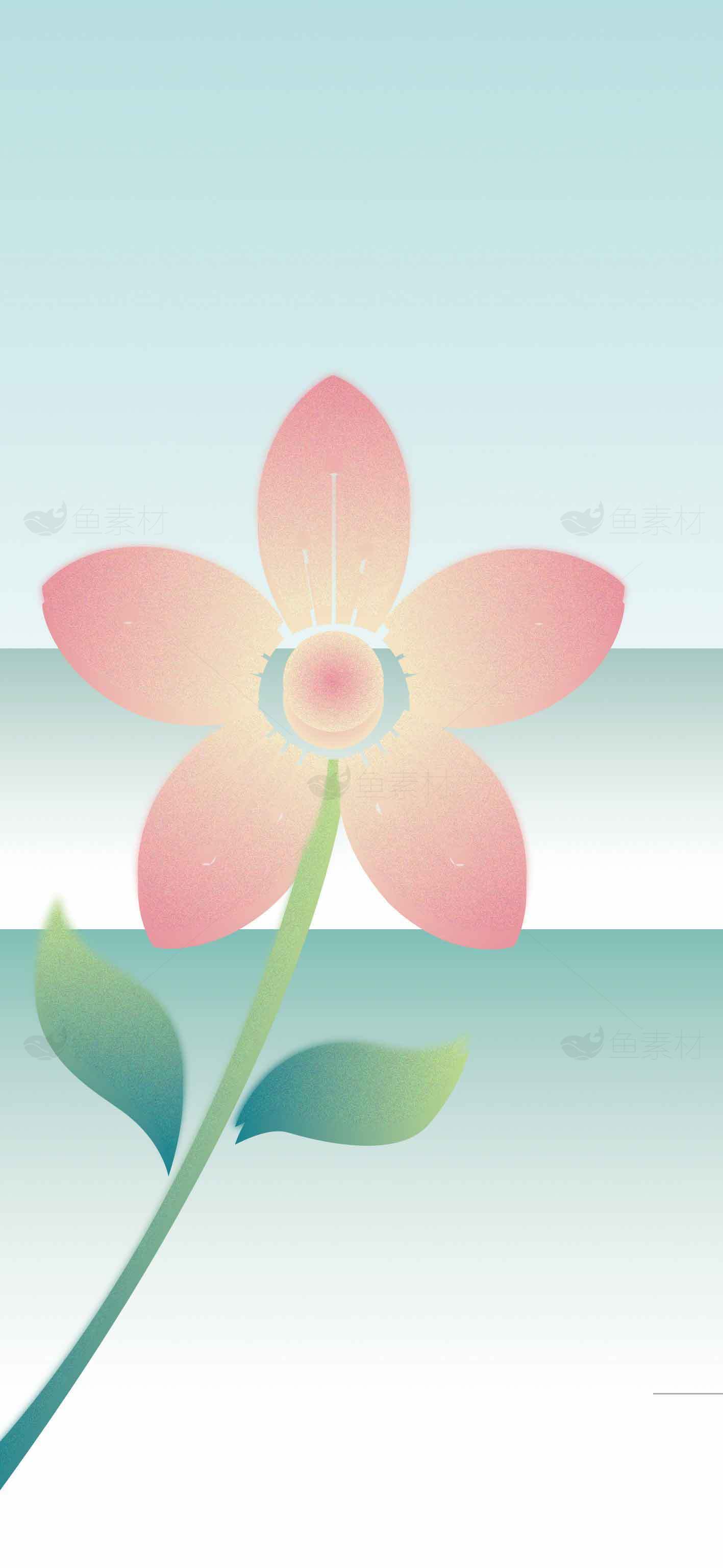 唯美渐变背景的粉色花朵插画图片素材