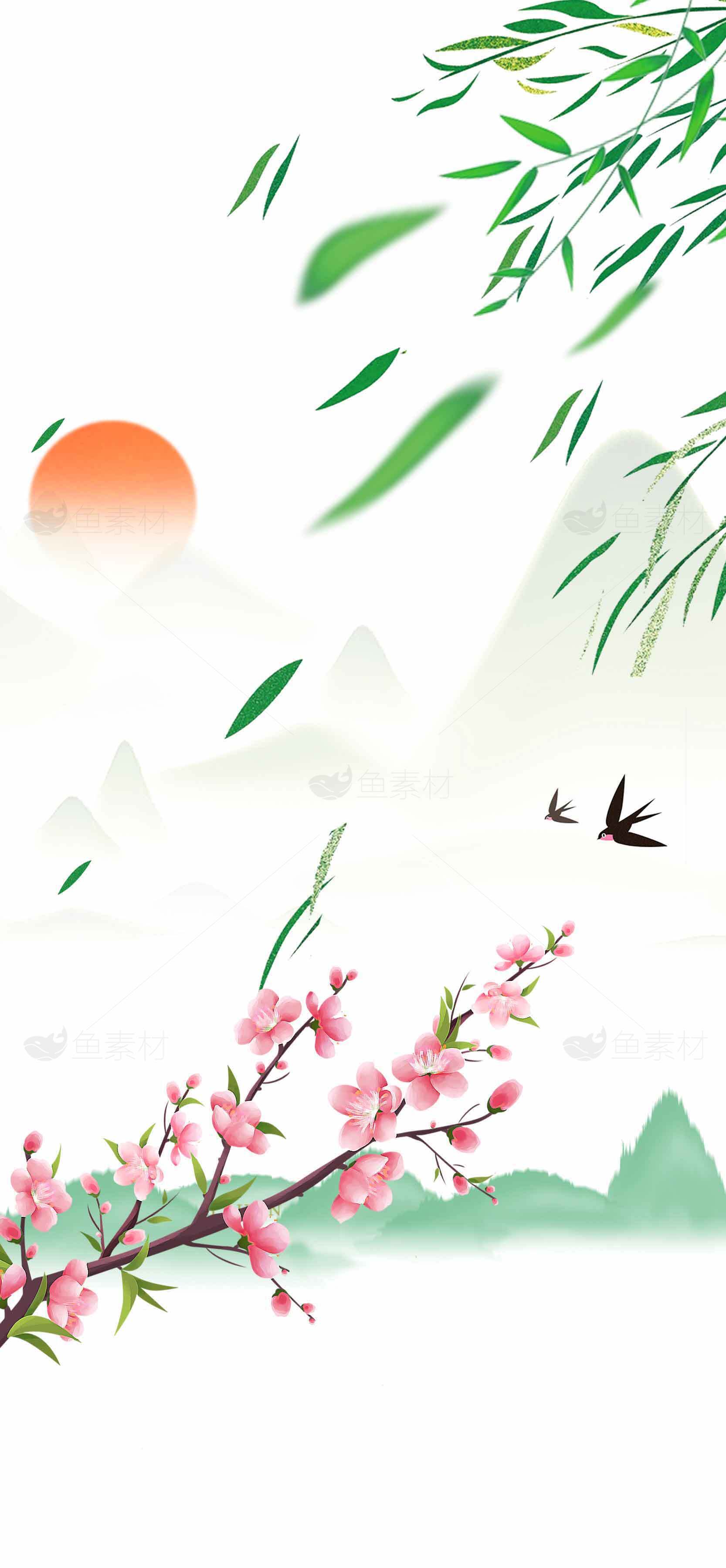 唯美中国风山水画背景图片素材