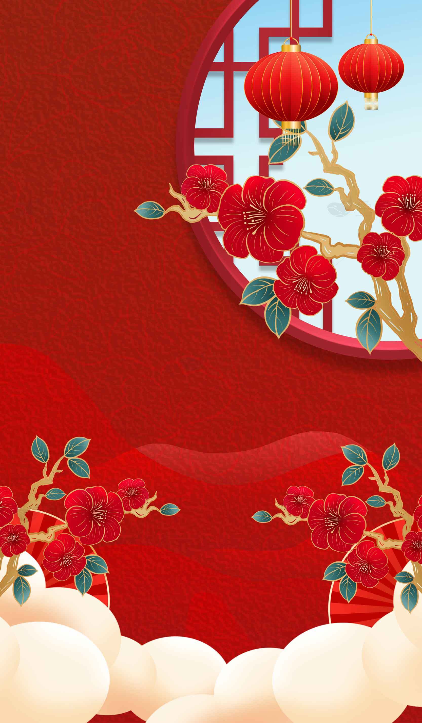 中国风红色背景图片-春节主题设计素材