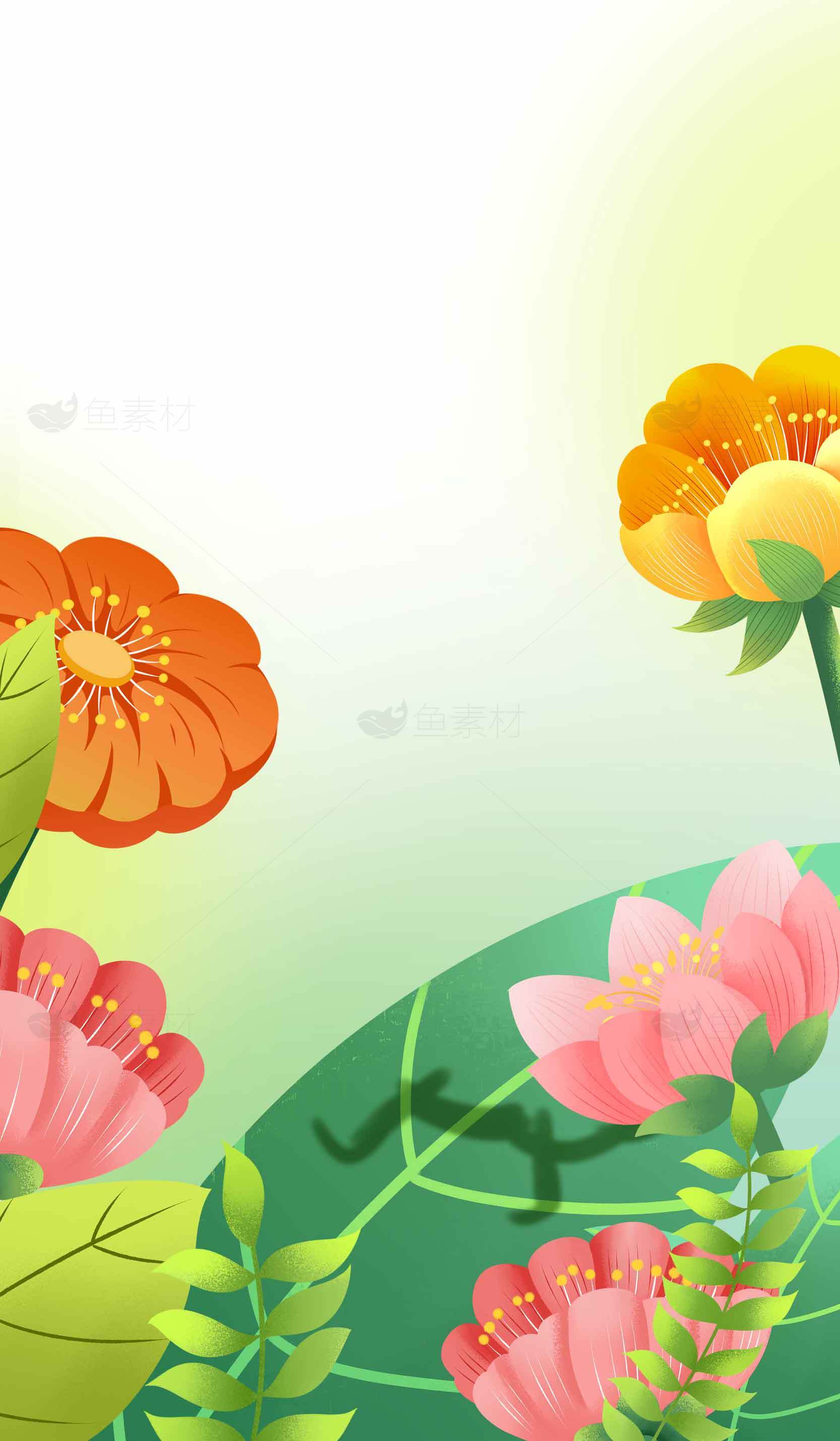 清新唯美的花卉背景插画图片素材