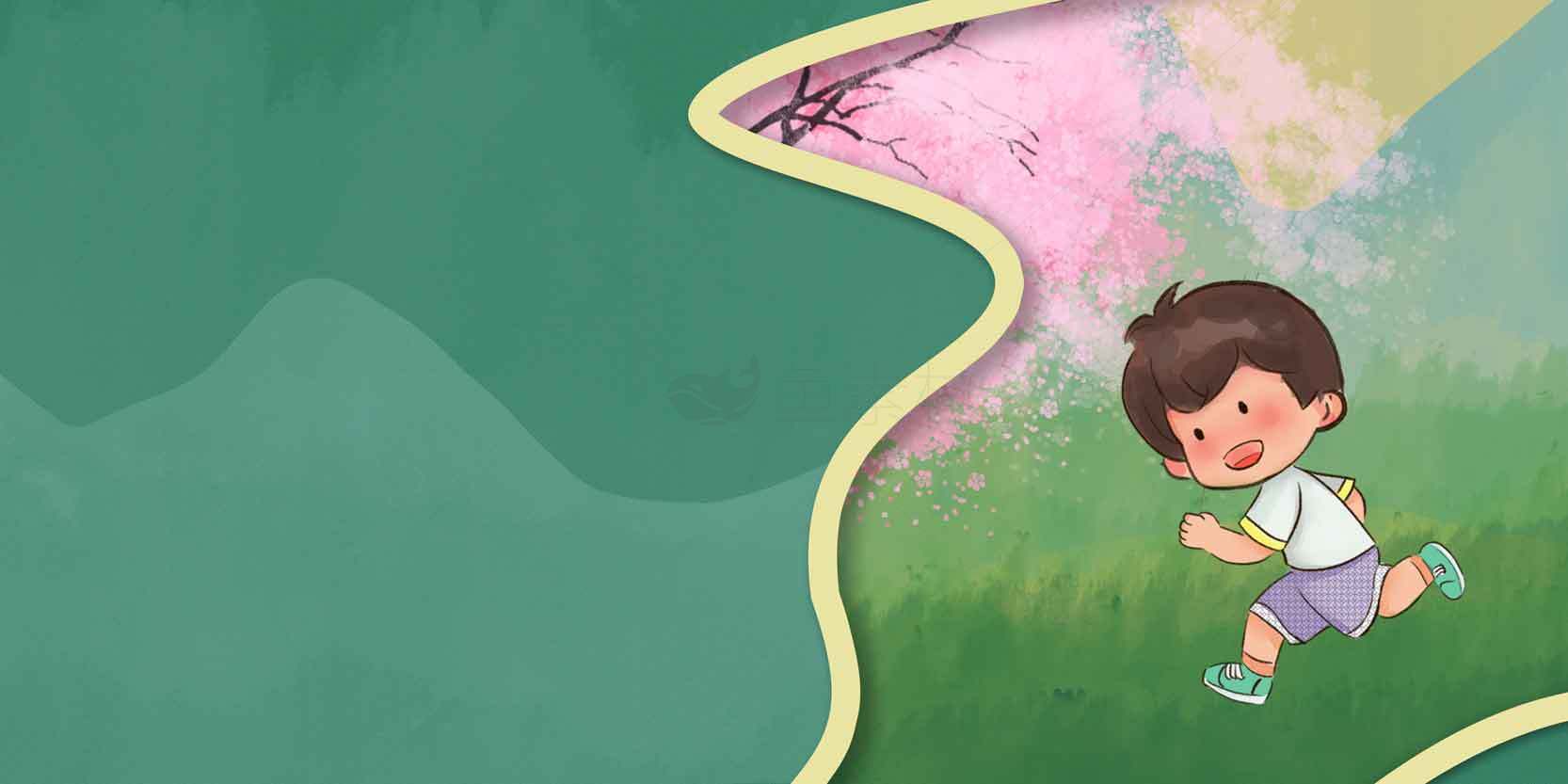 春日田园儿童插画背景素材