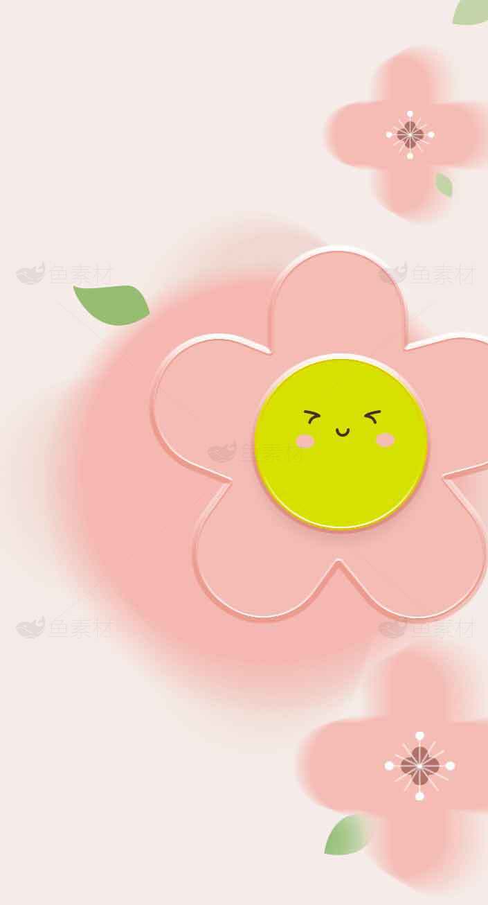 可爱卡通粉色花朵壁纸素材