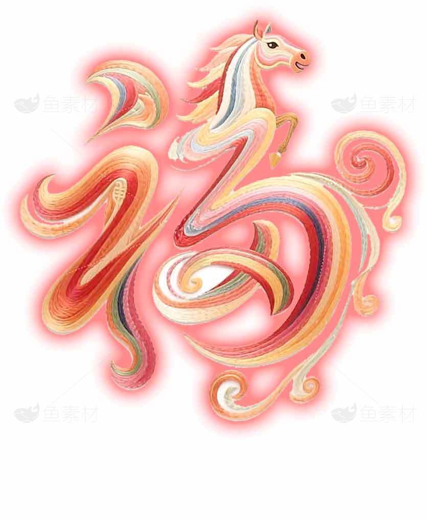 马年福字艺术设计图片素材