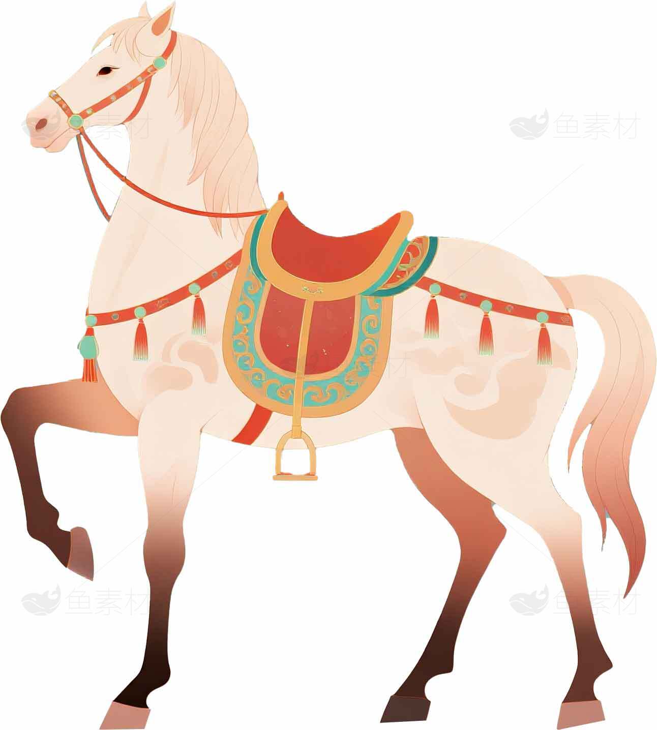 优雅马匹插画设计：复古风格与装饰艺术素材