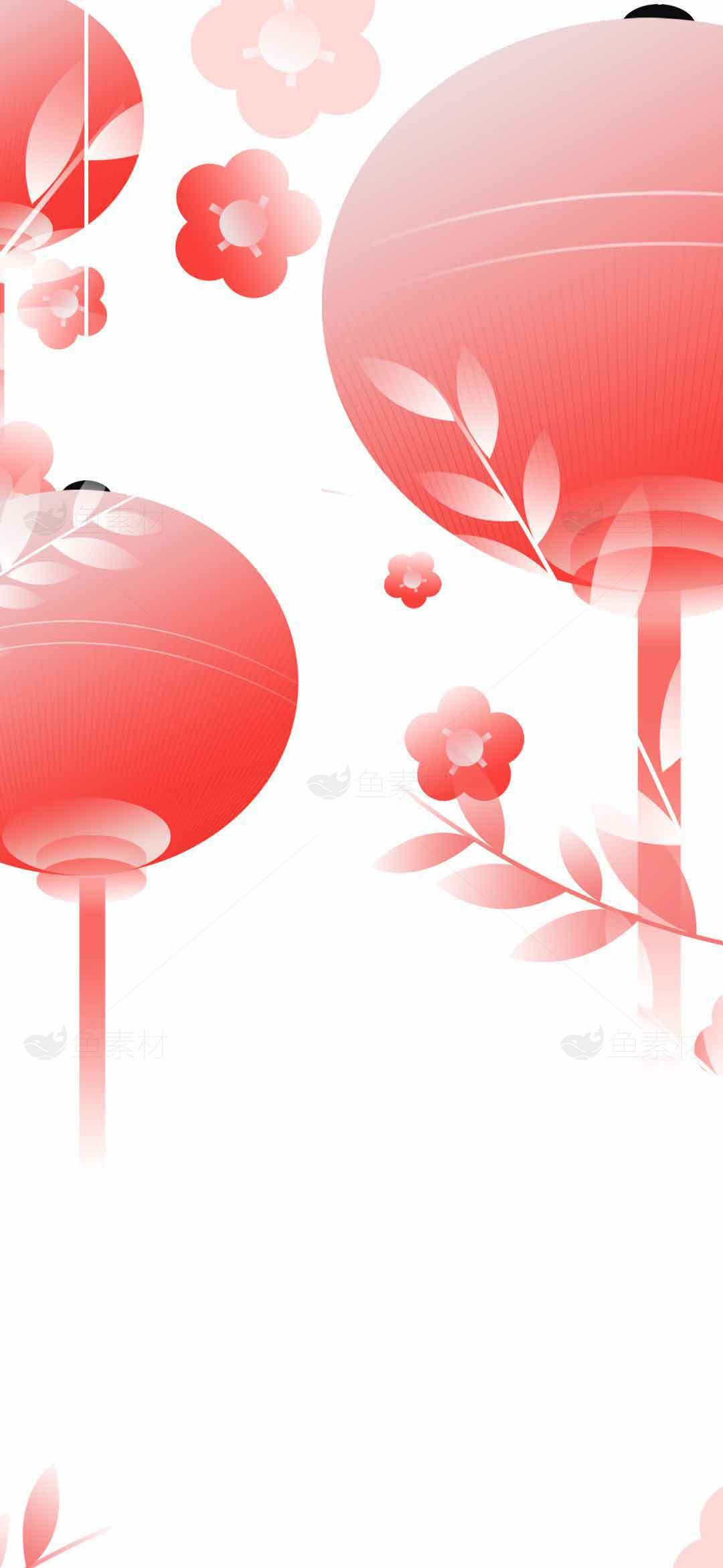 红色灯笼与花卉背景设计图片素材