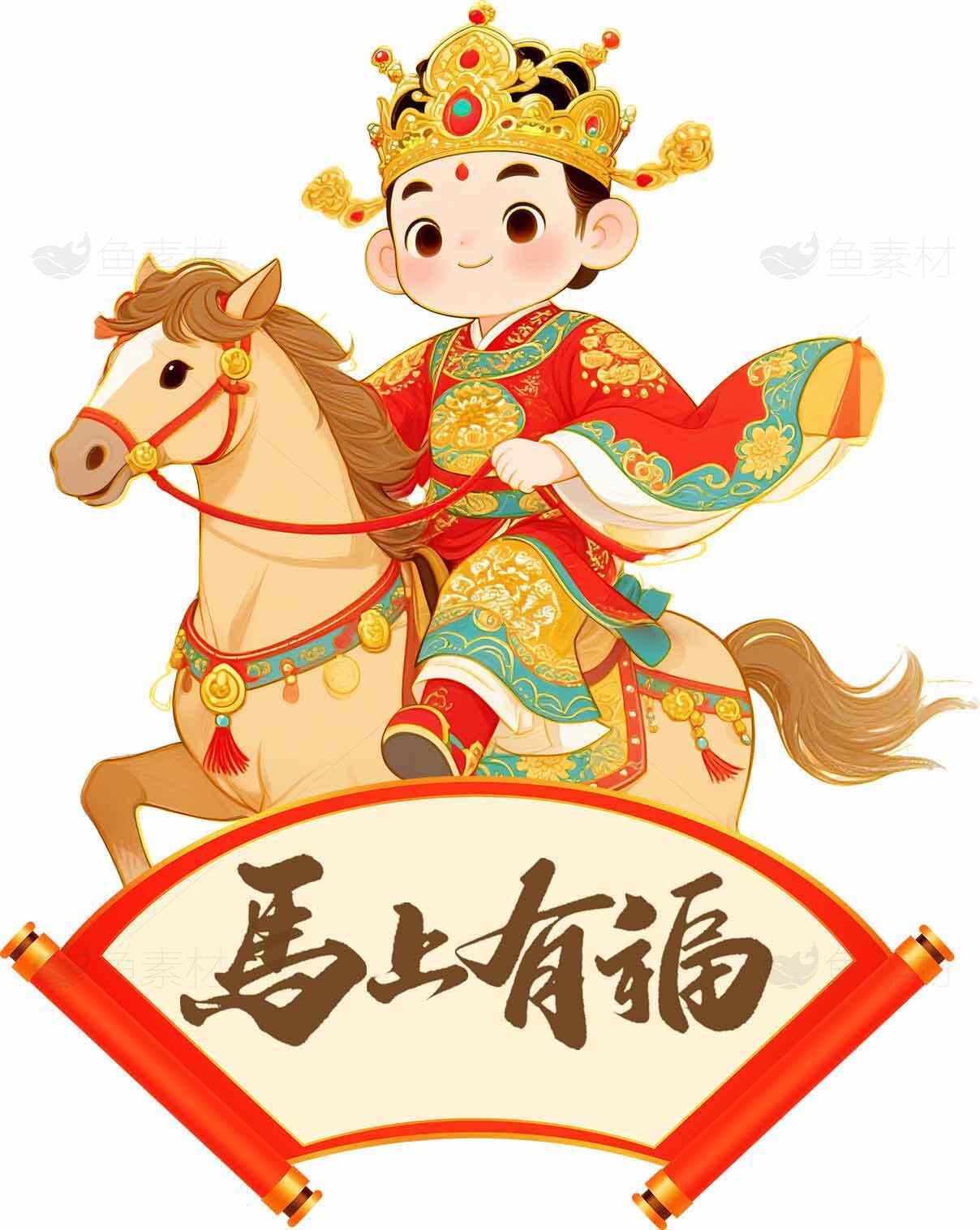 马到成功祝福图片 - 中国传统节日插画素材