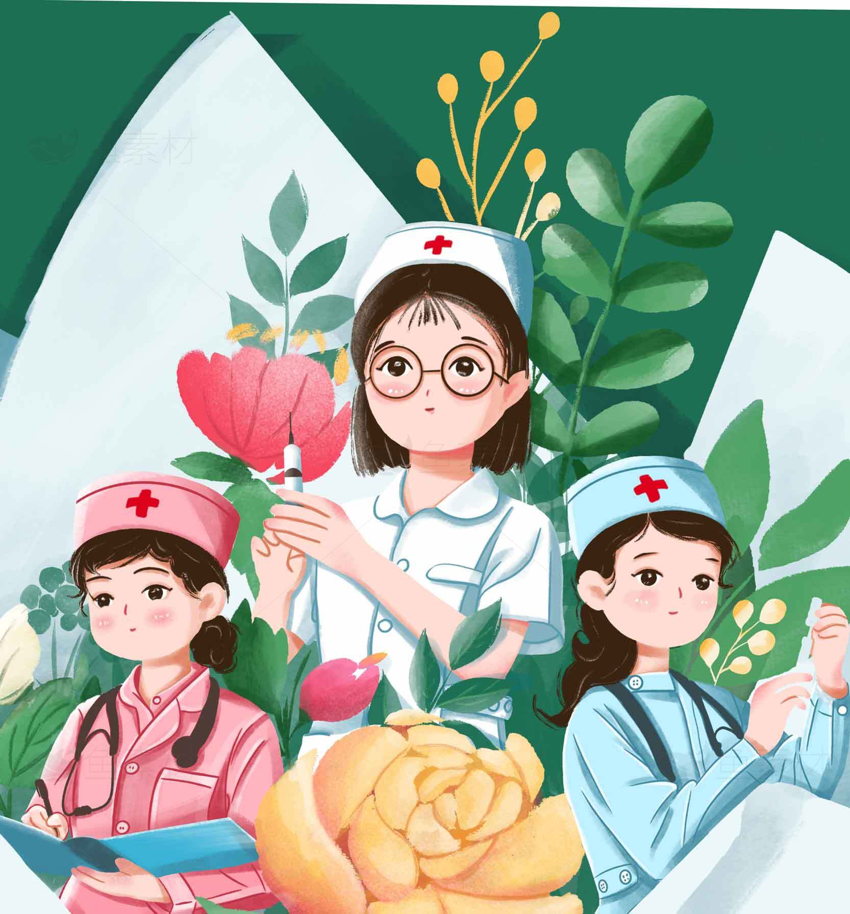 护士节插画设计素材：向白衣天使致敬