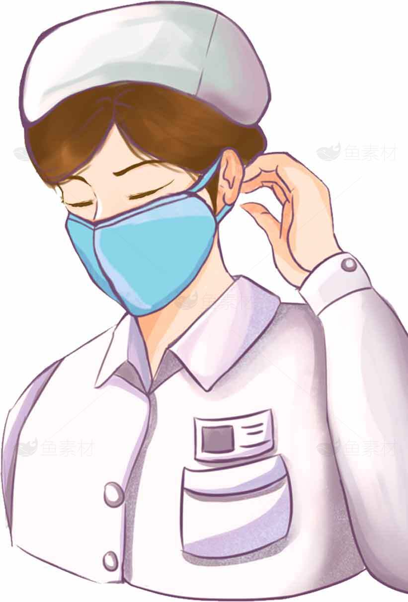 医护人员佩戴口罩插画素材