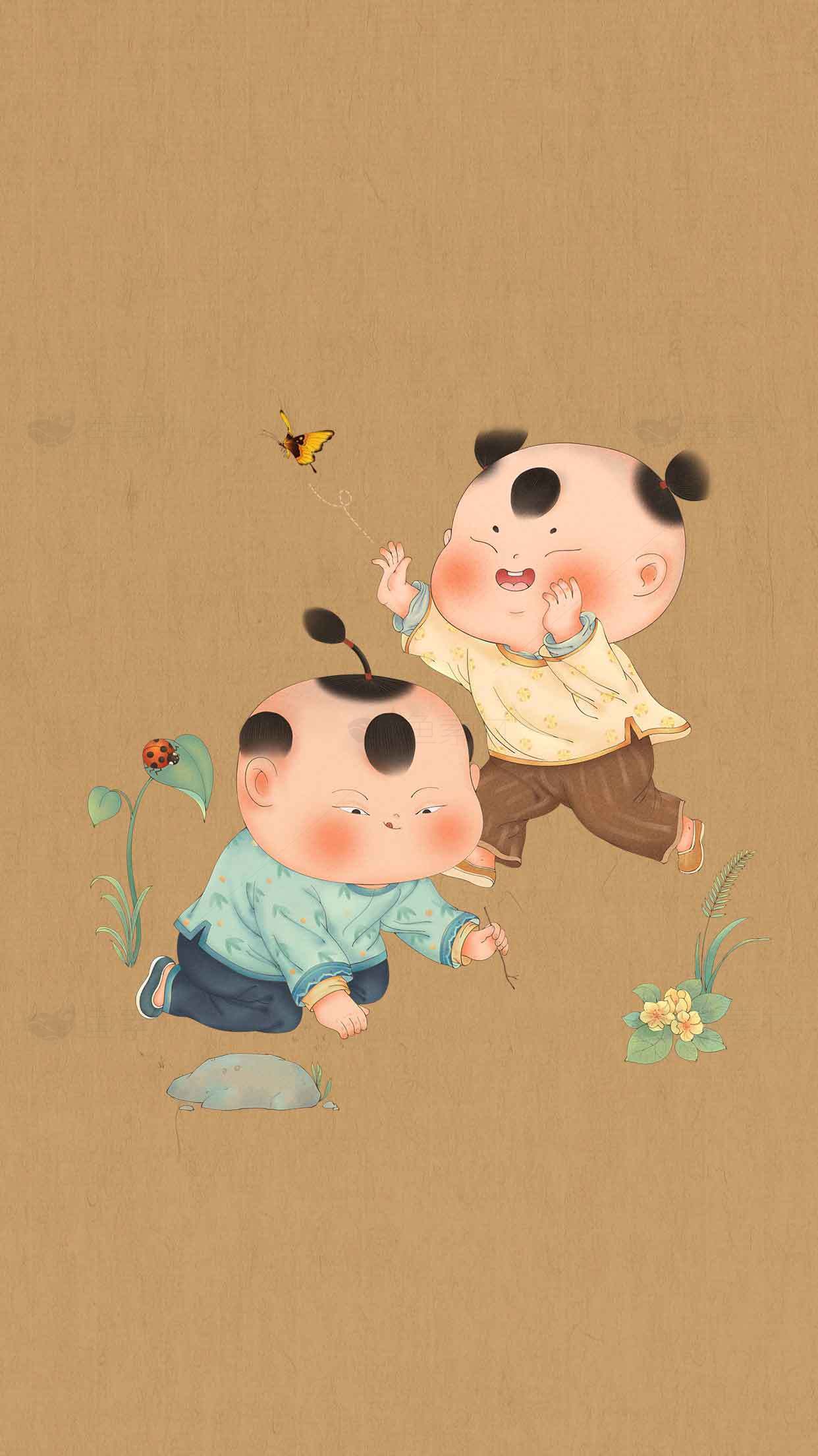 中国传统儿童画：童趣与自然素材