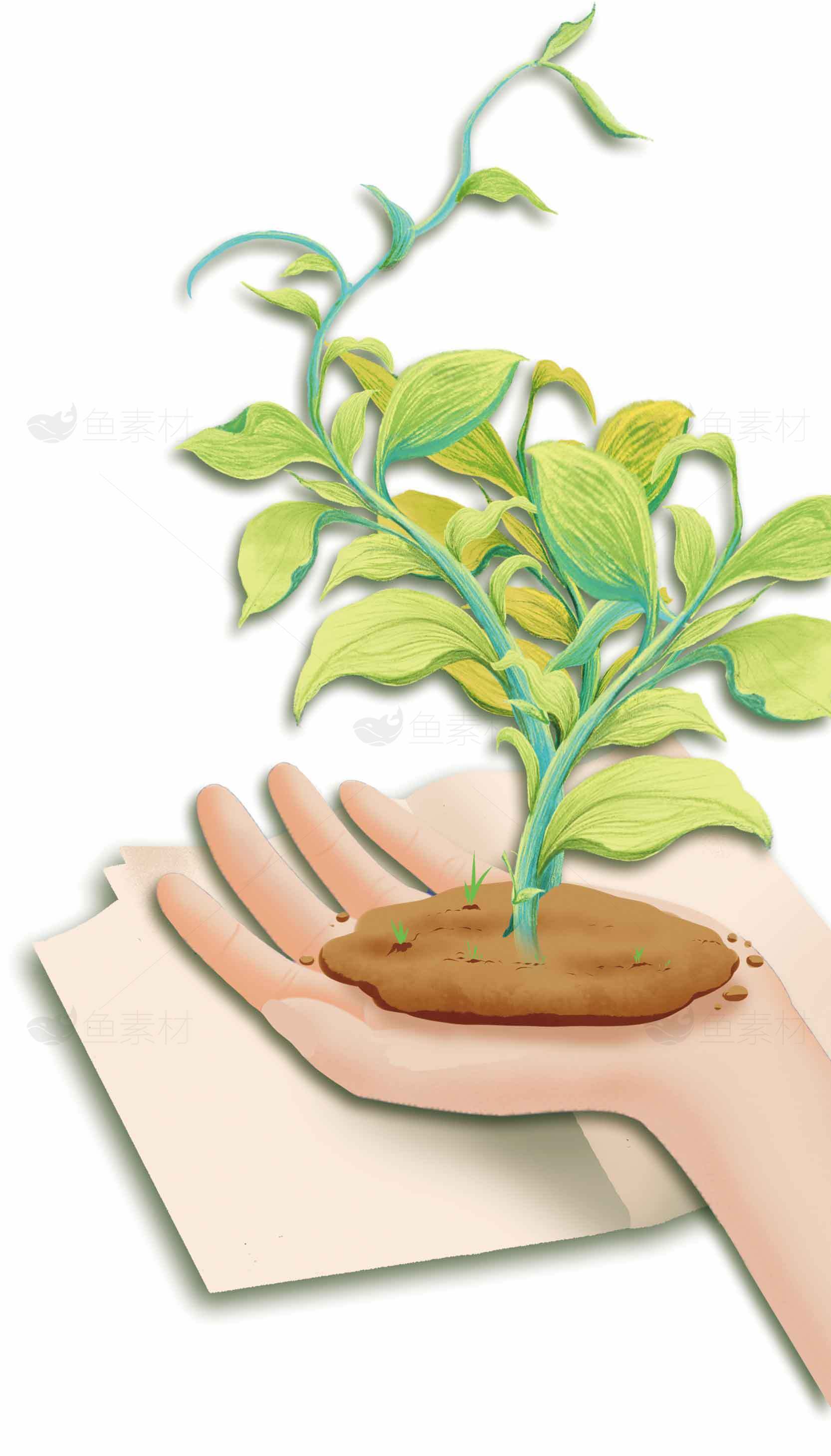 手中嫩芽生长的环保概念插画素材