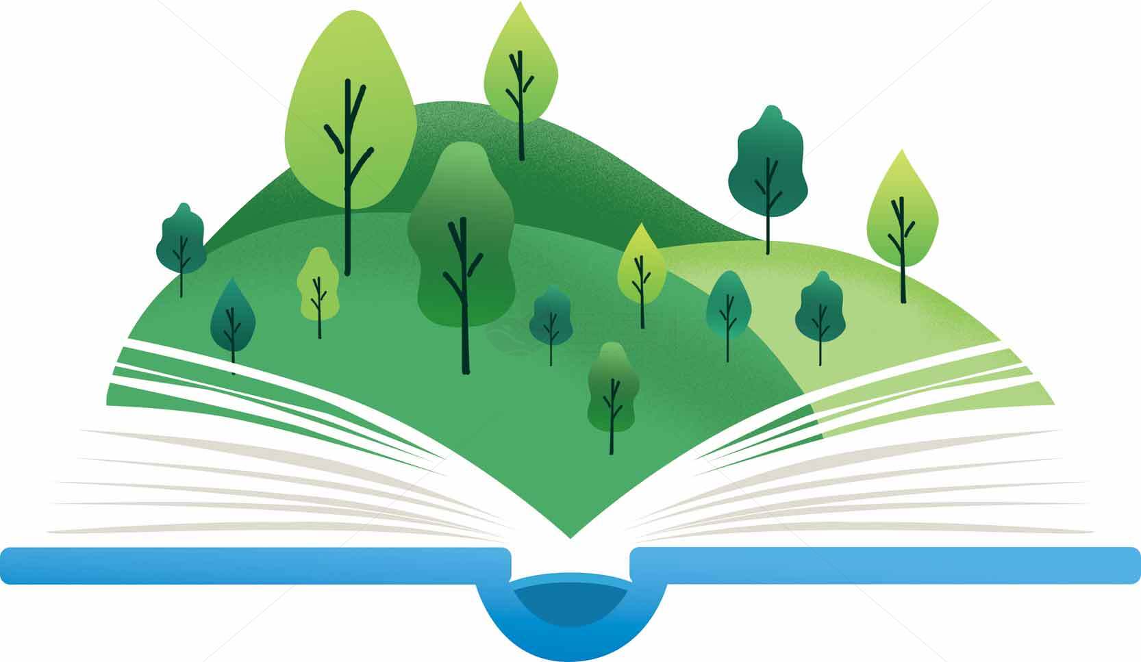 绿色自然与知识的融合插画素材