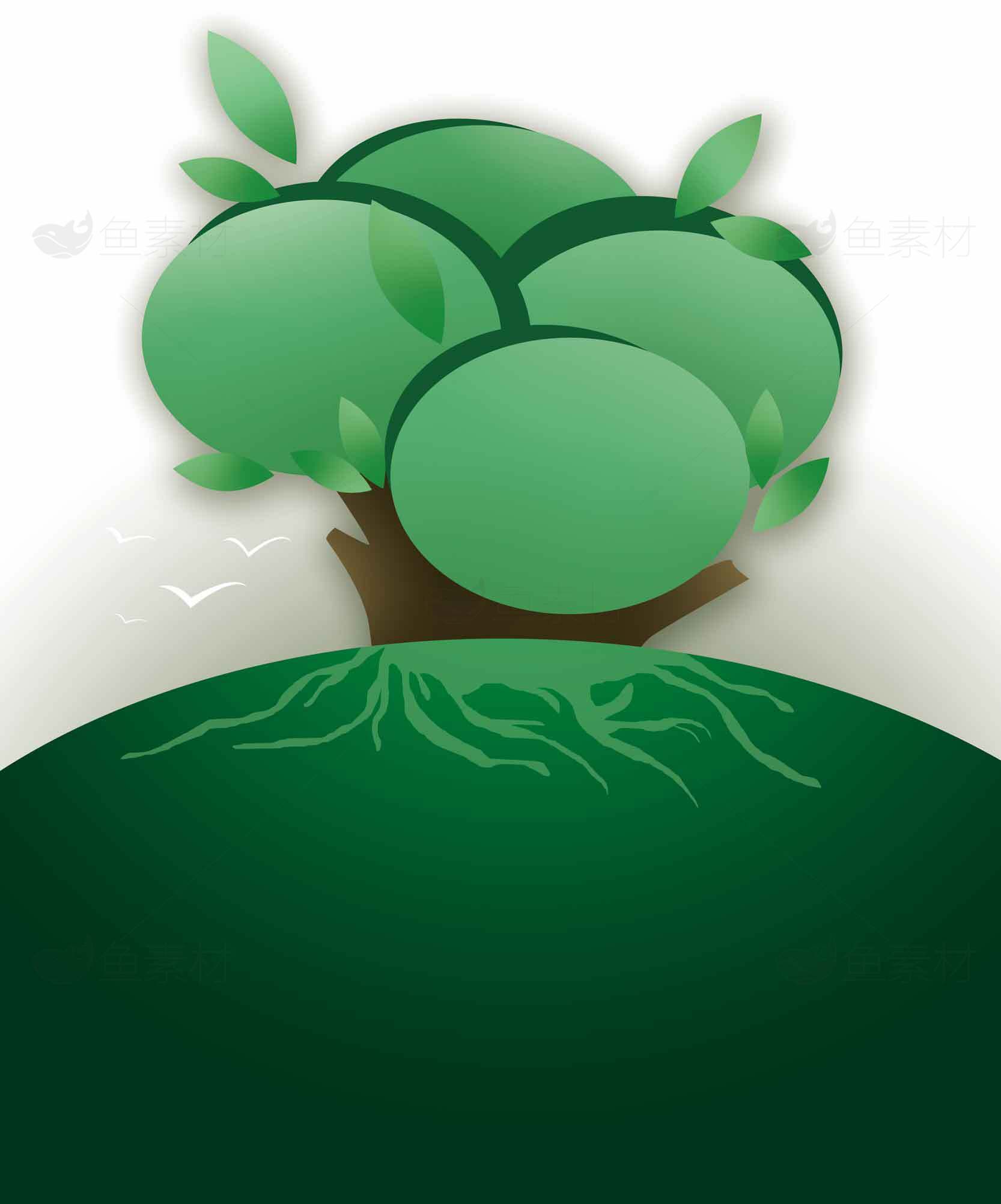 绿色环保树木插画设计素材