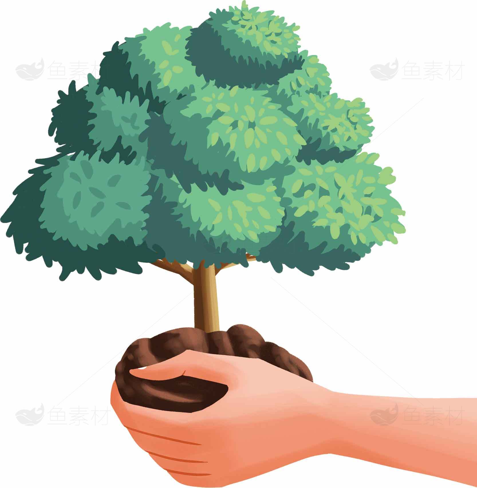 植树环保：保护地球从种下一棵树开始素材