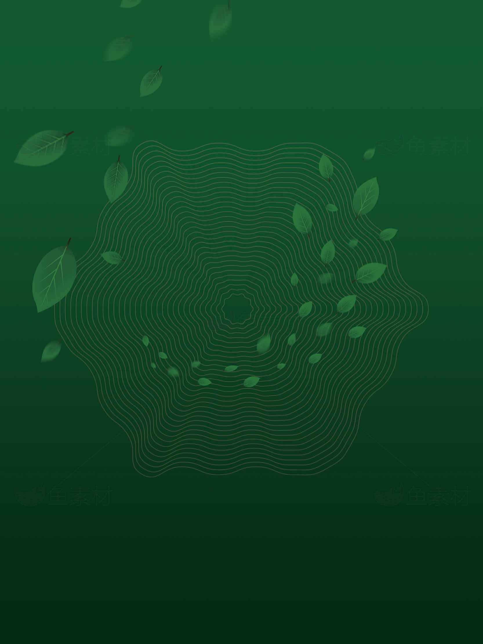 绿色自然背景图片-叶子与线条艺术设计素材
