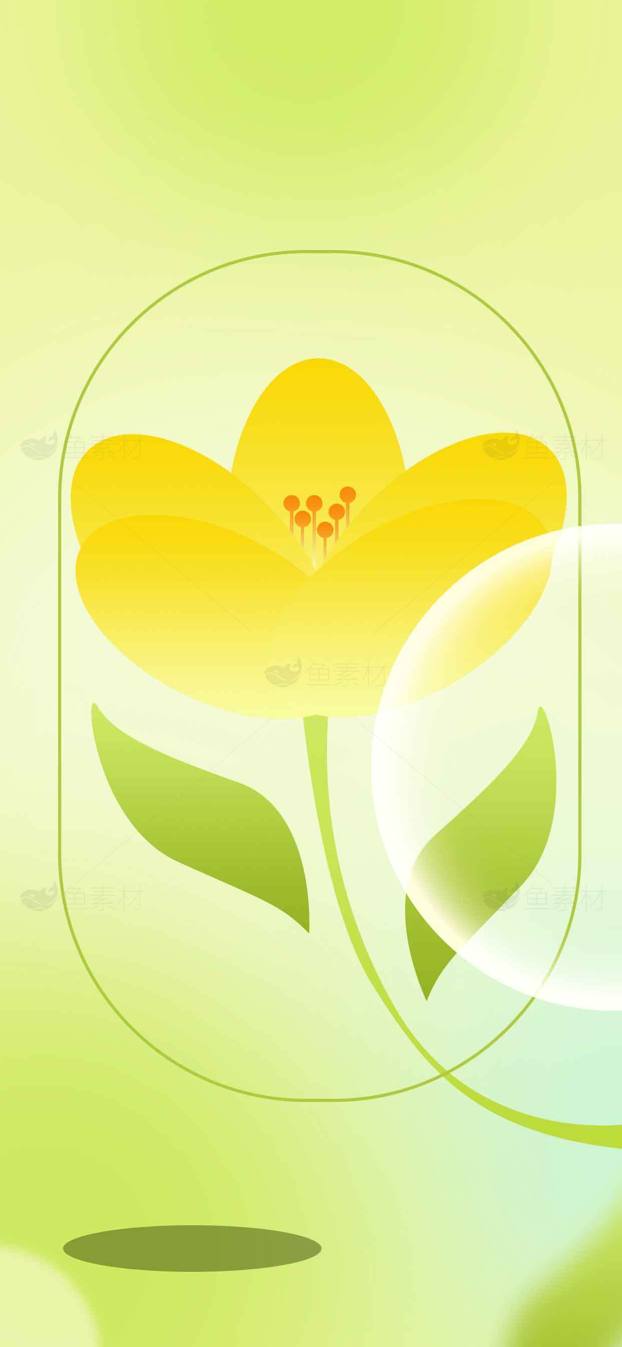 清新黄色花朵插画背景图片素材