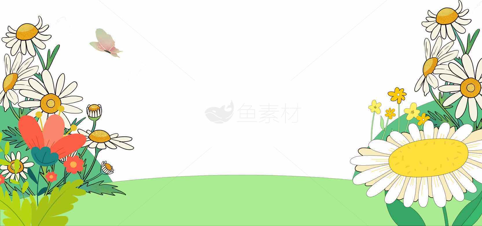 春季乡村景色插画背景图素材