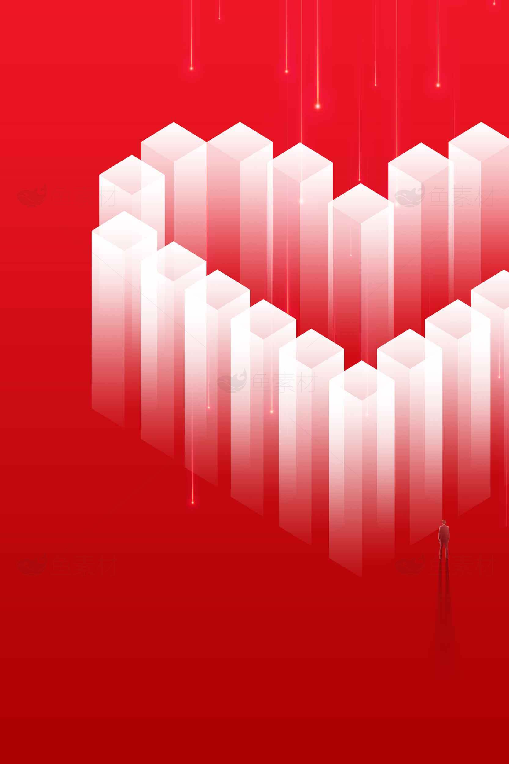 红色背景的立体心形设计图片素材