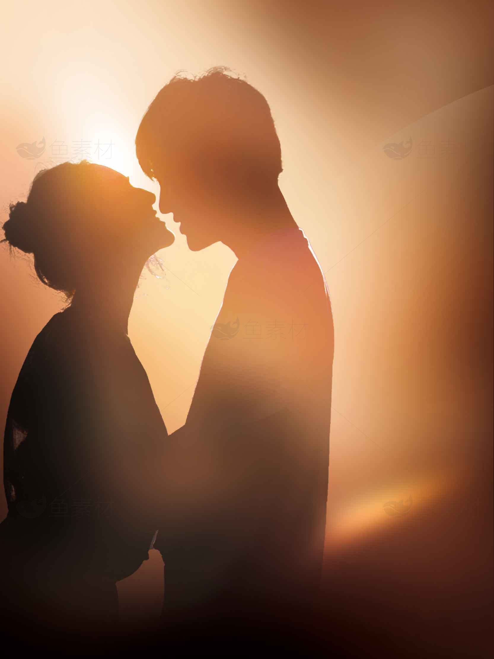 浪漫剪影情侣日落背景图片素材