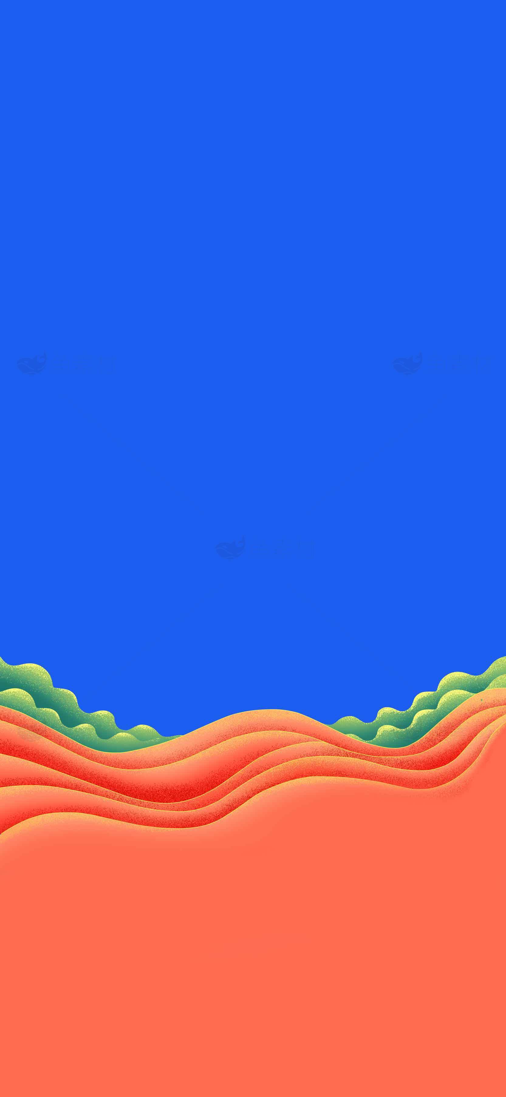 抽象彩色波浪与蓝天背景壁纸素材