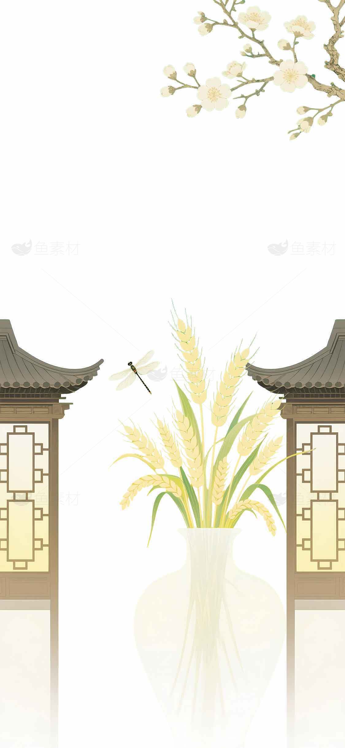 中国风水墨画风格庭院装饰图片素材