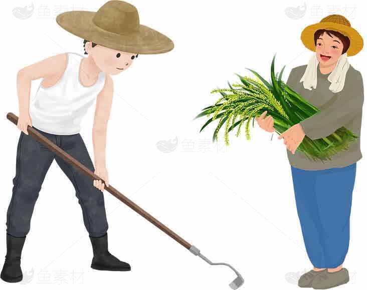 农村农民劳作场景插画素材